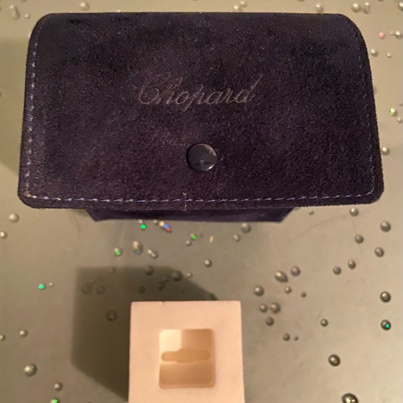 CHOPARD BLUE SUEDE WATCH & JEWELRY TRAVEL CASE POUCH 4”x4”x2” - Picture 5 of 9